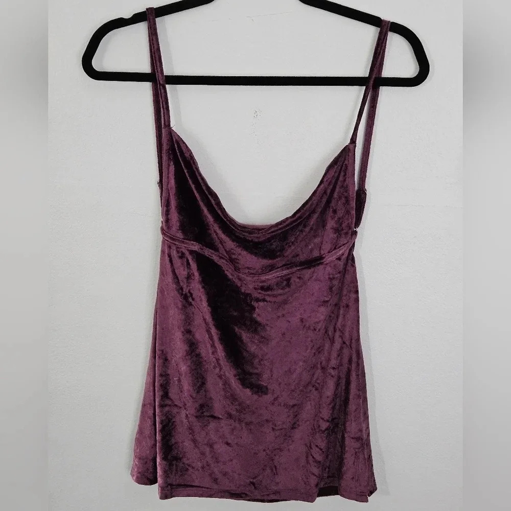Intimately Free People Velvet Cowl Neck Cami Top Plum Purple Size Small NWT - Picture 5 of 8